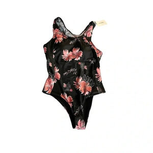 Tremaker women's size XL black floral one piece bathing suit